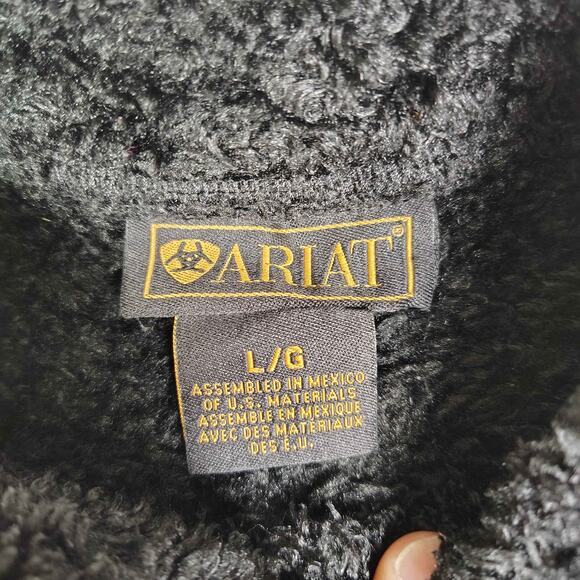 Ariat Fleece Snap Jacket Black Sherpa Teddy Women's Large Cowgirl Western Ranch - Picture 5 of 9